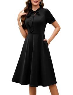 Wedtrend Elegant Cocktailkleid Damen V Ausschnitt Kleid Kurzärmeliges Freizeitkleid WTP30015 Black 2XL von Wedtrend
