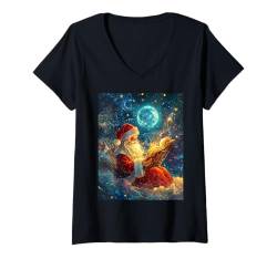 Damen Weihnachtsmann Rentier Deko Frauen Männer Kinder Weihnachten T-Shirt mit V-Ausschnitt von Weihnachten Damen Weihnachtsmann Outfit Herren