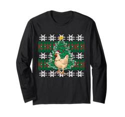 Weihnachten Huhn Ugly Christmas Sweater Xmas Santa Claus Langarmshirt von Weihnachten Geschenk Herren Damen Christmas Xmas