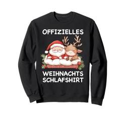 Offizielles Weihnachts Schlafshirt Weihnachtsmann Rentier Sweatshirt von Weihnachten Pyjama Schlafanzug Nachthemd Outfit