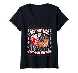 Damen Bier Ugly Christmas Sweater Weihnachten Santa Claus Xmas T-Shirt mit V-Ausschnitt von Weihnachten Tshirt Bier Herren Damen Christmas