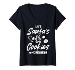 Damen Weihnachten I ATE SANTA'S COOKIES Lustiges Kinder Kostüm T-Shirt mit V-Ausschnitt von Weihnachts Geschenke Kinder Weihnachten Kostüm