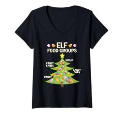 Damen Weihnachten Kostüm ELF FOOD GROUPS Lustiges Kinder T-Shirt mit V-Ausschnitt von Weihnachts Geschenke Kinder Weihnachten Kostüm