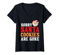 Damen Weihnachten Kostüm SORRY SANTA COOKIES ARE GONE Kinder T-Shirt mit V-Ausschnitt von Weihnachts Geschenke Kinder Weihnachten Kostüm