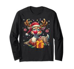 Weihnachtsshirt Herren Geschenk Geschenkidee Damen Rentier Langarmshirt von Weihnachtsgeschenke Geschenk Santa Xmas Elch