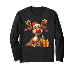 Rentier Weihnachtsshirt Herren Geschenk Geschenkidee Damen Langarmshirt von Weihnachtsgeschenke Kinder Santa Xmas Elch