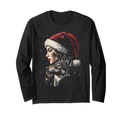 Weihnachten Deko Frau Weiblicher Weihnachtsmann und Wolf Langarmshirt von Weihnachtsmann Weiblich Damen Herren Weihnachten