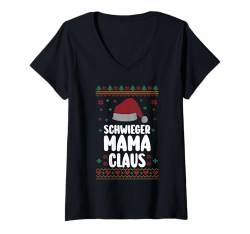 Damen Weihnachten Weihnachtsmann Schwiegermama Claus T-Shirt mit V-Ausschnitt von Weihnachtszeit Weihnachten Weihnachtsmann