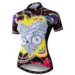 MTB Trikot Radtrikot für Damen Mountainbike Jersey Shirts Kurzarm Rennrad Tops Pro Team RacingTops für Damen Famale Sommerbekleidung Atmungsaktiv und schnell trocknend Größe M von Weimostar