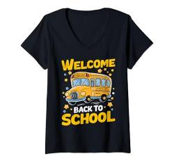 Damen Welcome Back To School Lustiger Busfahrer Einschulung T-Shirt mit V-Ausschnitt von Welcome Back To School Bus Driver Squad School Tee