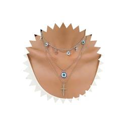 Wendalern Geschichtetes Böses Auge Kreuz Halskette Kreuz Blaues Auge Anhänger Halskette Schichtung Perlen Kette Choker Halskette Türkische Teufel Augen Kreuz Halskette Glück Schutz Schmuck Für Frauen von Wendalern