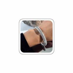 Wendalern Silberner Klobiger Armreif Dehnbares Schlangenkettenarmband Breites Flexibles Armreifarmband Vintage Gestreifter Veganer Armreif Gliederkettenarmband Armband Schmuck Für Frauen Und Mädchen von Wendalern