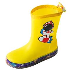 Gummistiefel Kinder Mädchen Regenstiefel Kinder Wasserschuhe Kinder Stiefel Kinder Gummistiefel Cartoon Regenstiefel Regenschutz Kinderschuhe Outdoor Stiefel mit Aufdruck (Yellow, 28 Little Child) von Wesaloes