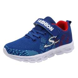 Wesaloes Sportschuhe Kinder Jungen Turnschuhe Mädchen Straßenlaufschuhe Leicht Mesh Hallenschuhe Laufschuhe Atmungsaktive Schuhe Kinder Klettverschluss Sneaker Fitnessschuhe (2-Blue, 36.5 Big Kids) von Wesaloes