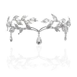 Tiara Brautschmuck Kristall, Blatt Hochzeit Tiara Krone, Braut Prinzessin Tiara, Blatt Hochzeit Tiara Krone, Robust und Langlebig, für Bräute, Hochzeiten, Abschlussbälle, Geburtstage, Haarspangen von Weyying