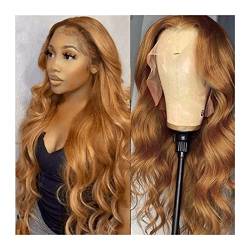 Perücken Echthaar Ginger Brow Body Wave Wig 20-30 "Long Wave Synthetic T Part Lace Front Perücken for Frauen Glueless Pre Plugged Hairline Natural Heat Resistant Fiber Wig Perücken für Damen(13X1 T Pa von Wfxjyg2223