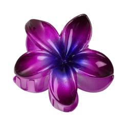 6 Stück Plumeria Blumen Haarspangen,Hawaiian Claw Clip,Rutschfeste Haarklammer Damen,Starker Halt,Krallenklammern Haarstyling-Zubehör für Frauen Mädchen,Party Strand Pool Urlaub,Dunkelviolett von Whakano