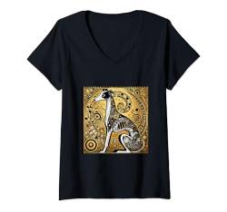 Damen Englisches Whippet-Shirt, Miniatur, Whippet, Mutter, Vater, Hund T-Shirt mit V-Ausschnitt von Whippet Gifts and Doggie Shirts