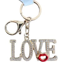 Whitehouse Leisure International Ltd Schlüsselanhänger Schlüsselanhänger Kinder Mini Anhänger keychain Gltzer Love, Schlüsselanhänger aus Metall mit Steinen und Glitzer Geschenk 6 cm von Whitehouse Leisure International Ltd