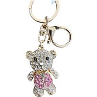 Whitehouse Leisure International Ltd Schlüsselanhänger Schlüsselanhänger Kinder Mini Anhänger keychain Gltzer Teddy, Schlüsselanhänger aus Metall mit Steinen und Glitzer Geschenk 6 cm von Whitehouse Leisure International Ltd