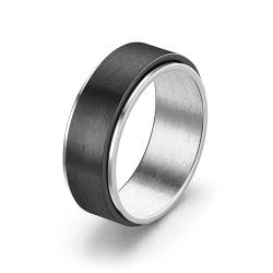 Whoiy Ehering Schwarz mit Gravur, Edelstahl Ringe Spinner Matt Ring Schmuck Verlobung 8MM für Frauen Größe 60 (19.1) von Whoiy