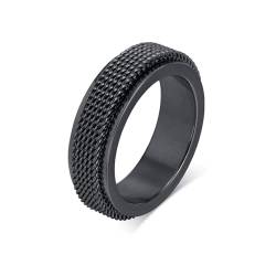 Whoiy Eheringe Hochzeitsringe Schwarz mit Gravur, Edelstahl Ringe Spinner Titanringe Eheringe 6.2MM für Männer Größe 57 (18.1) von Whoiy