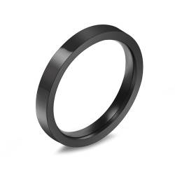 Whoiy Frauen Ringe Gravur Personalisiert Dünn 3MM Eheringe Hochzeit, Edelstahl Poliert Verlobungs Ring Schwarz Größe 57 (18.1) von Whoiy