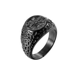 Whoiy Männer Ringe Retro Edelstahl, Schwarz Versprechensring Gothic Ringe Eheringe Personalisiert Gravur für Ihn Größe 65 (20.7) von Whoiy