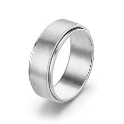 Whoiy Ringe Verlobung Ringe Silber mit Gravur, Edelstahl Ringe Spinner Matt Eheringe Trauringe 8MM für Herren Größe 54 (17.2) von Whoiy