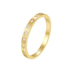 Whoiy Trauring Gold 9K Moissanit Ring, 375 Echt Gold Verlobungsring Einfach für Damen Größe 62 (19.7) von Whoiy