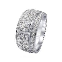 Whoiy Verlobungsring Männer 585 Labor Diamant 0.2ct Breit Verlobungsring Echt 14 Karat Weißgold Hochzeitsringe für Herren Großer 57 (18.1) von Whoiy