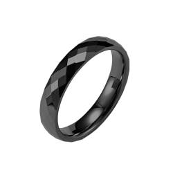 Whoiy Wolfram Freundschaftsringe Modern Männer Poliert, Schwarz Ringe Schlicht Band 4MM Ring Verlobung Gravur Personalisiert Größe 57 (18.1) von Whoiy