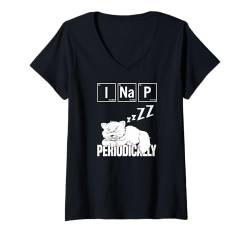 Damen I Nap Periodically Sleeping Cat Science Chemie Joke T-Shirt mit V-Ausschnitt von Wholesome Napping Essentials For Nap Time