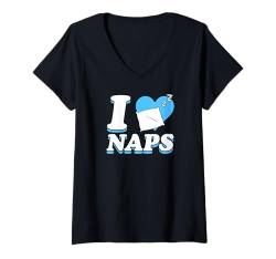 Damen Ich liebe Nickerchen Ich liebe Nickerchen T-Shirt mit V-Ausschnitt von Wholesome Napping Essentials For Nap Time