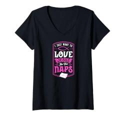 Damen Lustiges christliches Geschenk mit Aufschrift "I Just Want To Love Jesus And Take Nickerchen" T-Shirt mit V-Ausschnitt von Wholesome Napping Essentials For Nap Time