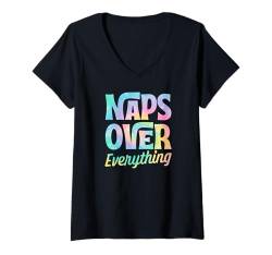 Damen Nickerchen über alles T-Shirt mit V-Ausschnitt von Wholesome Napping Essentials For Nap Time