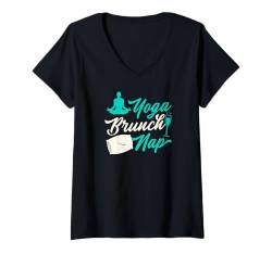 Damen Yoga-Brunch, Nickerchen, perfekter Tag, Yogi T-Shirt mit V-Ausschnitt von Wholesome Napping Essentials For Nap Time