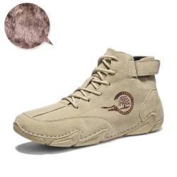 Wiecel™ - wasserdichte Barfußschuhe aus Leder (Beige (Mit Pelz Innen), EU Schuhgrößensystem, Erwachsene, Numerisch, M, 45) von Wiecel