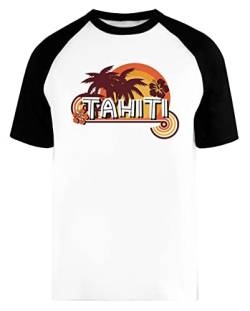 Tahiti Es ist EIN Magisch Stelle Insel Unisex Herren Frau Baseball T-Shirt Weiß Kurze Ärmel Unisex Baseball T-Shirt von Wigoro