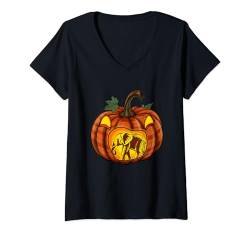 Damen Elephant Inside Carved Pumpkin Halloween Kids Funny Party T-Shirt mit V-Ausschnitt von Wild Animal Halloween Costume