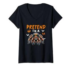 Damen Pretend I'm A Tarantula Halloween Costume Animal Lover Kids T-Shirt mit V-Ausschnitt von Wild Animal Halloween Costume