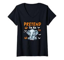 Damen Pretend I'm An Elephant Halloween Costume Animal Lover Kids T-Shirt mit V-Ausschnitt von Wild Animal Halloween Costume