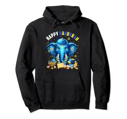 Happy Chanukkah-Elefanten-Kostüm, jüdische Symbole, Menora-Liebhaber Pullover Hoodie von Wild Animal Hanukkah Costume