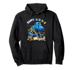 Happy Chanukkah Hippo Kostüm jüdische Symbole Menora Liebhaber Pullover Hoodie von Wild Animal Hanukkah Costume