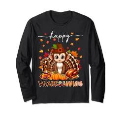 Happy Thanksgiving Affenkostüm Truthahn Herbst Blätter Essen Langarmshirt von Wild Animal Thanksgiving Costume