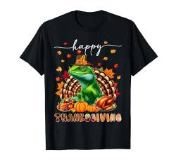 Happy Thanksgiving Eidechse Kostüm Truthahn Herbst Blätter Essen T-Shirt von Wild Animal Thanksgiving Costume