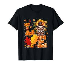 LOVE Thanksgiving Faultier Kostüm Herbst Blätter Sonnenblume T-Shirt von Wild Animal Thanksgiving Costume