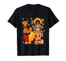 LOVE Thanksgiving Tiger Kostüm Herbst Blätter Sonnenblume T-Shirt von Wild Animal Thanksgiving Costume
