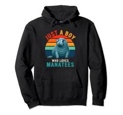 Vintage Retro A Boy Loves Manatees Animal Sunglasses Lover Pullover Hoodie von Wild Animal Vacations Costume