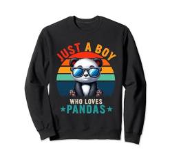 Vintage Retro A Boy Loves Pandas Animal Sunglasses Lover Sweatshirt von Wild Animal Vacations Costume